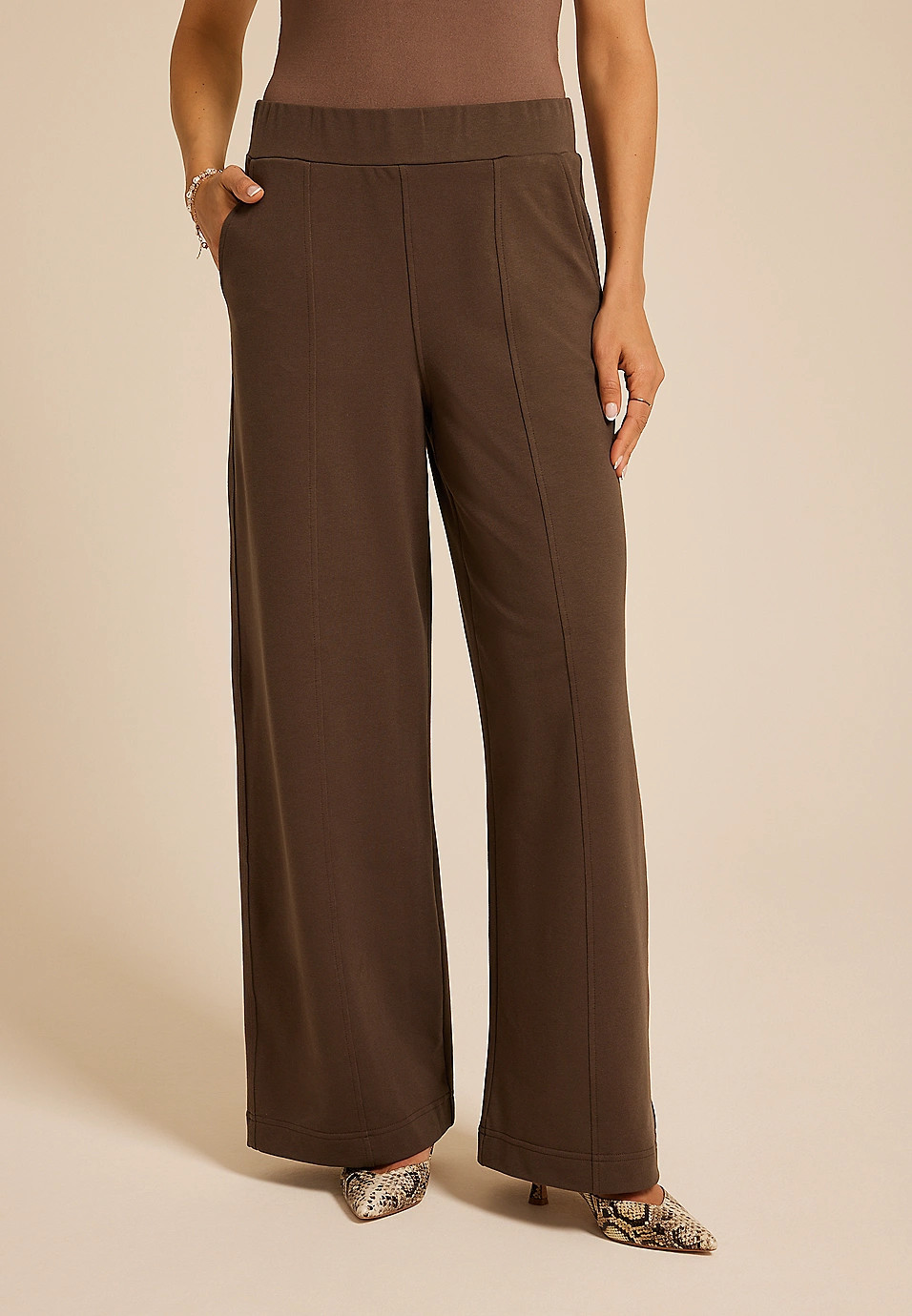 Knit High Rise Wide Leg Pant | Maurices