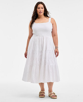 On 34 Trendy Plus Size Smocked Eyelet Maxi Dress | Macy's
