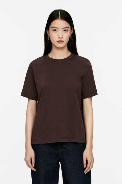PEARL Interlock-T-Shirt – Dunkelbraun – Damen – ARKET DE | Arket EU