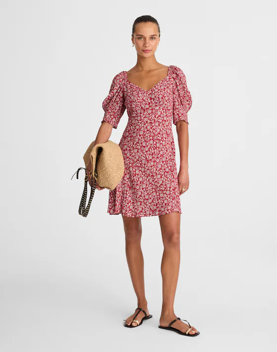 Puff-Sleeve Mini Dress in Floral | Madewell