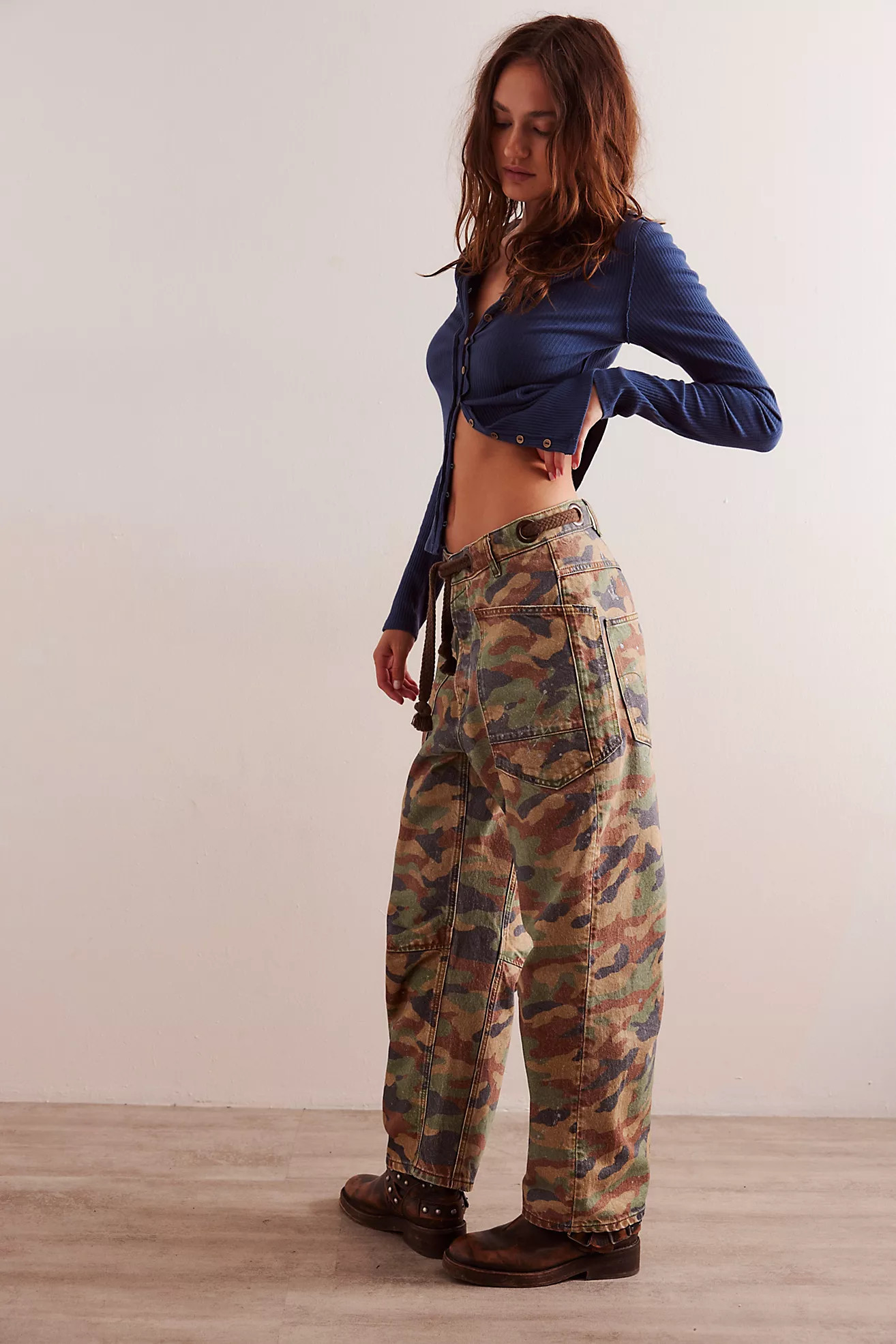 We The Free Moxie Printed Low-Slung Barrel Jeans | Free People (Global - UK&FR Excluded)