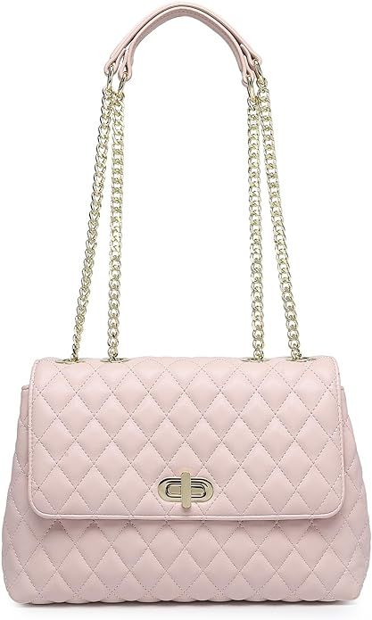 ER.Roulour Quilted Crossbody Bags for Women, Trendy Roomy Shoulder Handbags with Flap Gold Hardwa... | Amazon (US)