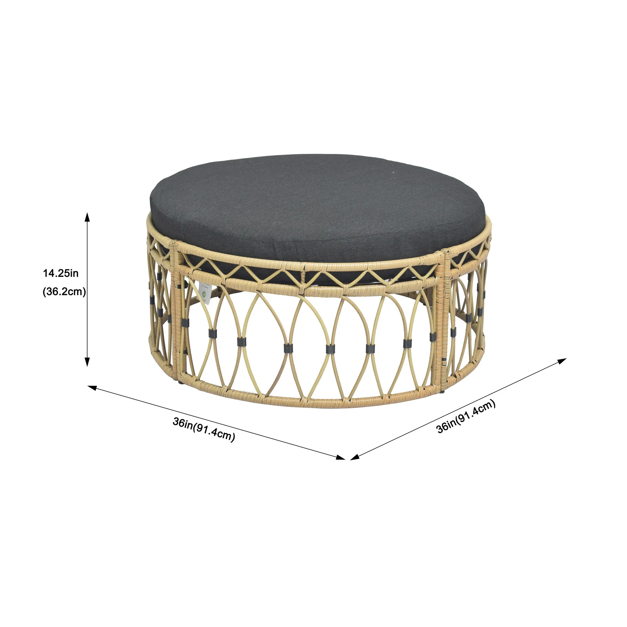 Better Homes & Gardens Lilah Outdoor Wicker 36" Round Ottoman , Black | Walmart (US)