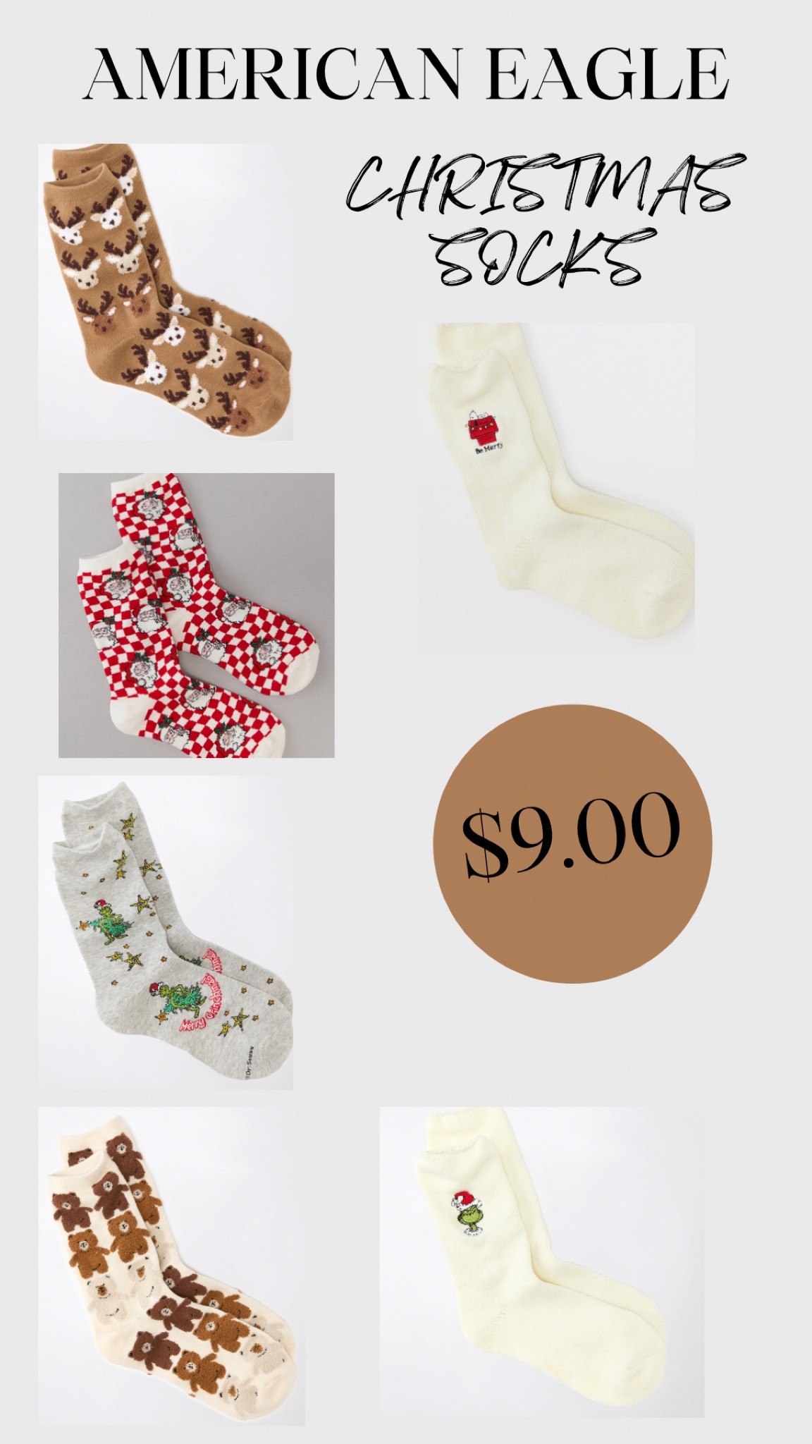 American Eagle Christmas socks 


#christmasgifts #christmasgiftideas #giftsforfriends #friendgifts #christmasgiftsforfriends #christmassocks #stockingstuffers 

#LTKGiftGuide #LTKHolidaySale #LTKSeasonal