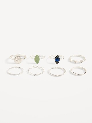 Silver-Toned Metal Rings Variety 8-Pack for Women | Old Navy (US)