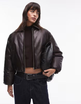 Mango padded bomber jacket in burgundy | ASOS (Global)
