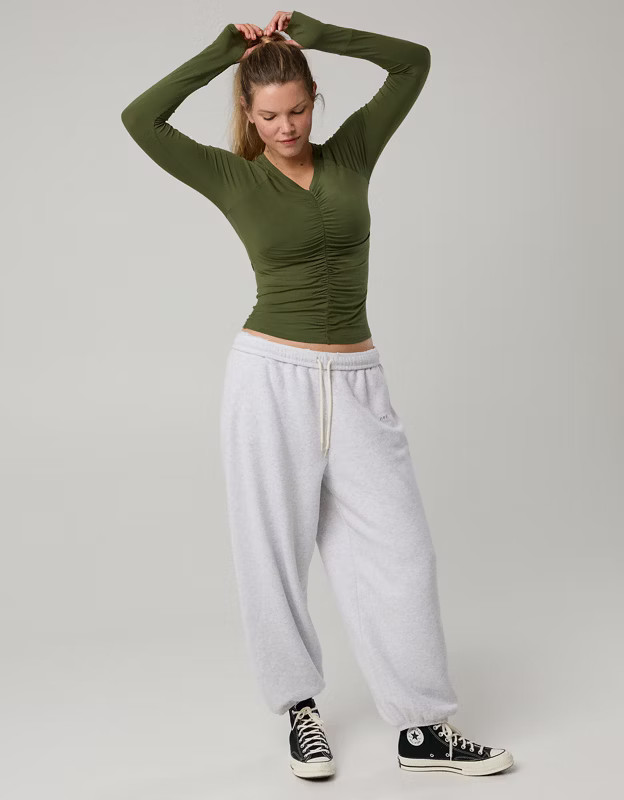 OFFLINE By Aerie Thumbs Up Ruched Long Sleeve T-Shirt | Aerie