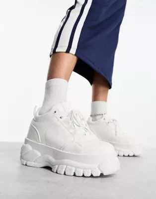 ASOS DESIGN Defy chunky flatform sneakers in white | ASOS (Global)