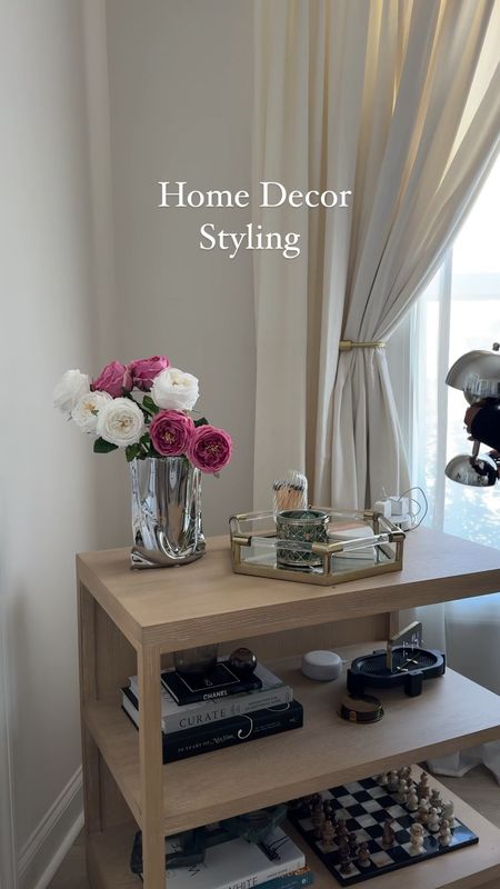 Console table styling! I wanted to refresh my office table with these super cute chrome decor pieces and I love how it turned out!

Home decor, console table, wooden, amazon decor, Walmart decor, affordable home decor, spring flowers, table lamp, coffee table books, tray, marble 

#LTKhome #LTKVideo #LTKstyletip
