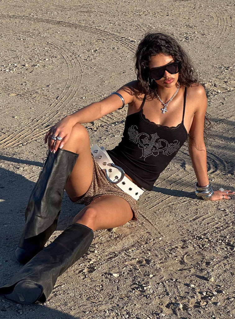 Adeza Studded Tank Top Black | Princess Polly US