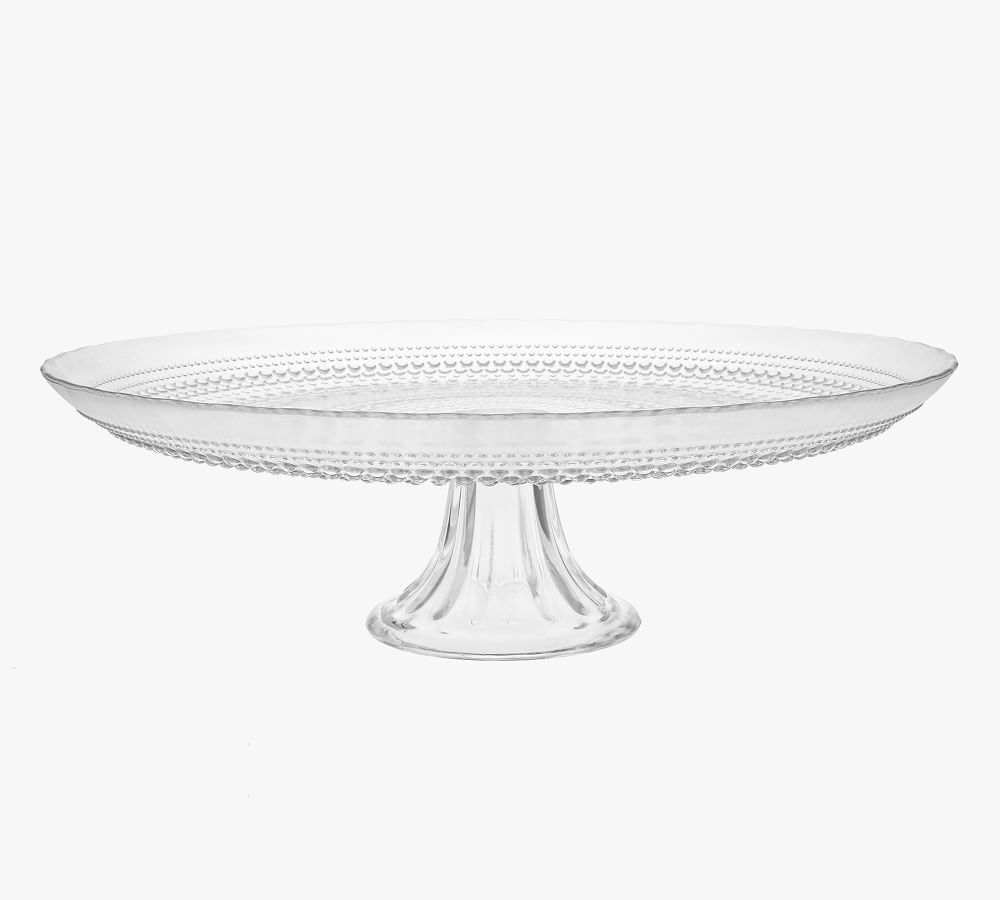 Jupiter Beaded Glass Cake Stand, Tall - Clear | Pottery Barn (US)