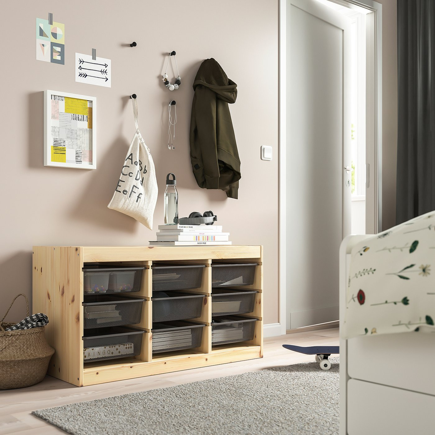 IKEA TROFAST storage combination with boxes, light white stained pine/dark gray, 36 5/8x17 3/8x20 1/2 | IKEA US