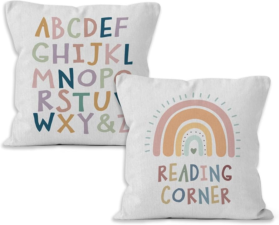 Reading Corner Throw Pillow Covers, Classroom Book Nook Decorative Pillow Covers for Nursery Libr... | Amazon (US)