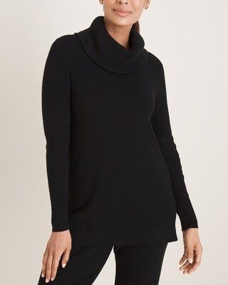 Cotton-Cashmere Blend Ribbed Cowl-Neck Top | Chico's