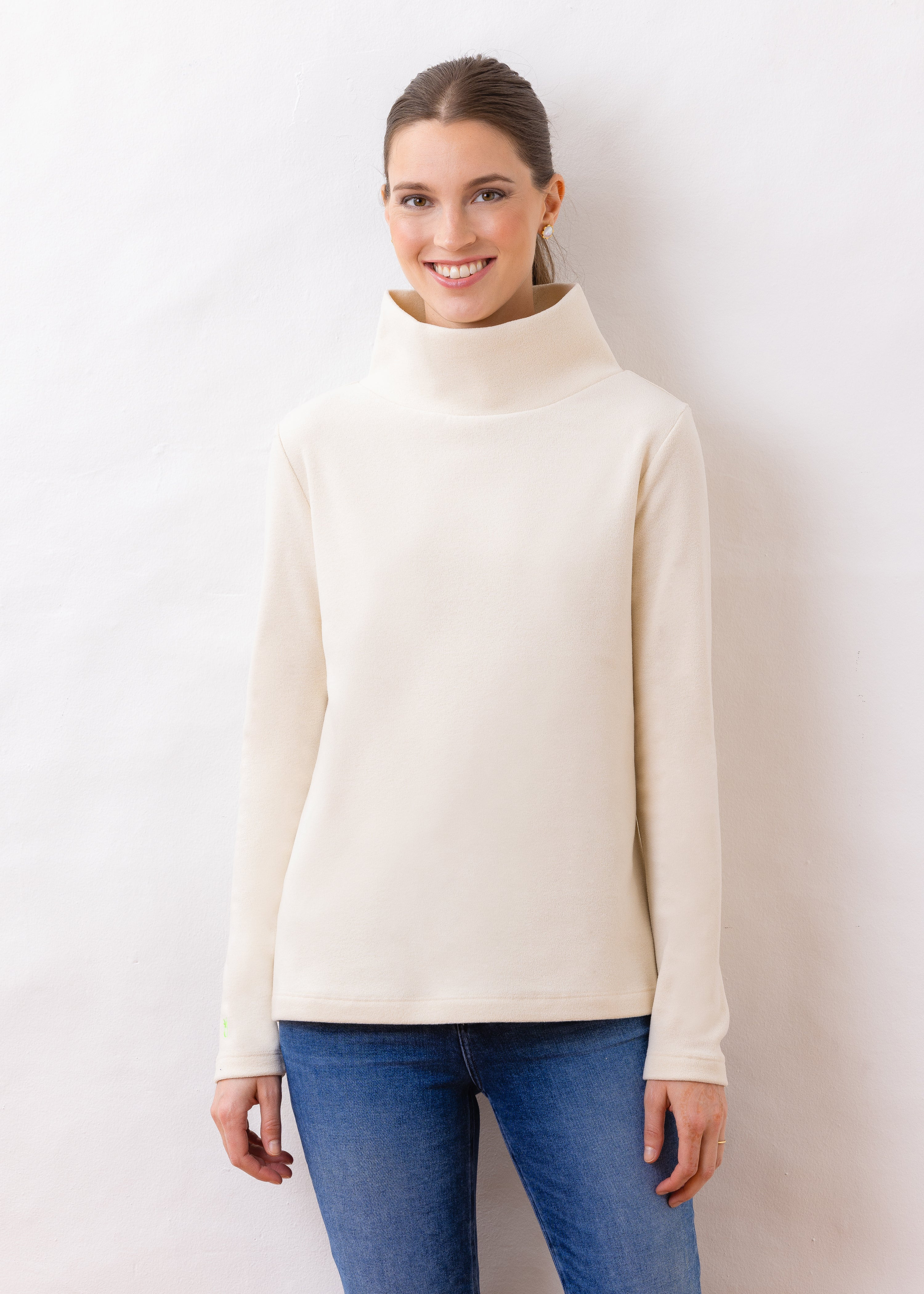 Greenpoint Turtleneck in Terry Fleece (Cream) | Dudley Stephens