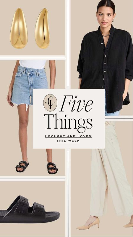 Five things I bought and loved this week. Earrings, denim shorts, sandals, button down, wide leg pants. Cella Jane. #favorites

#LTKshoecrush #LTKFind #LTKstyletip