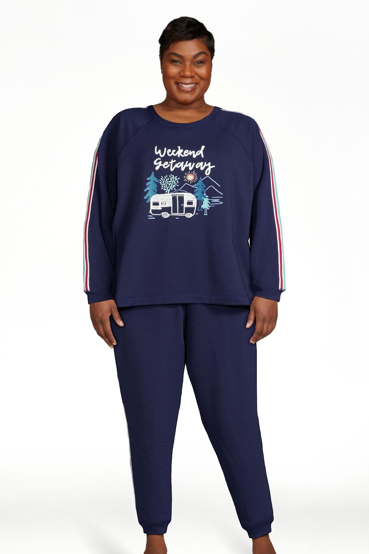 Joyspun Women's French Terrycloth Holiday Pajama Gift Set, 2-Piece, Sizes up to 3X | Walmart (US)