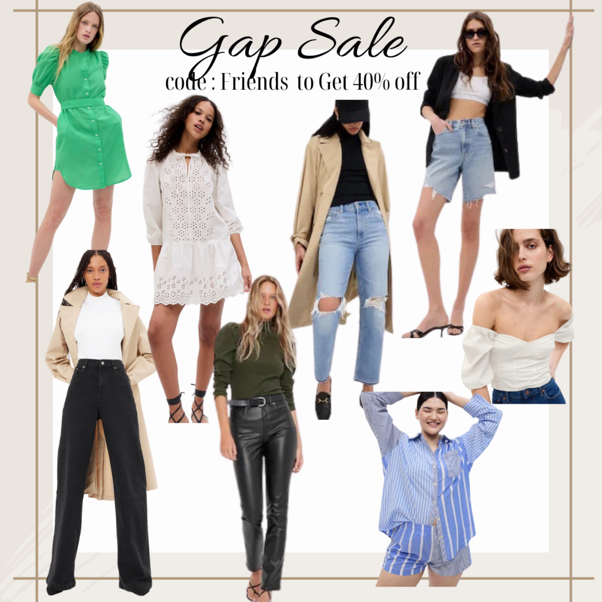 Women’s Gap Sale 40%  off use code FRIENDS 
Perfect finds for spring and summer. The shorts have to be one of my favorite looks. I have the whole look in my cart. #shopping #momshorts #dadshorts 
#summer #spring 

#LTKFind #LTKSeasonal
