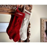 Knitted Christmas Stockings, Personalized Stocking, Stockings Custom Stocking Family Pet | Etsy (US)