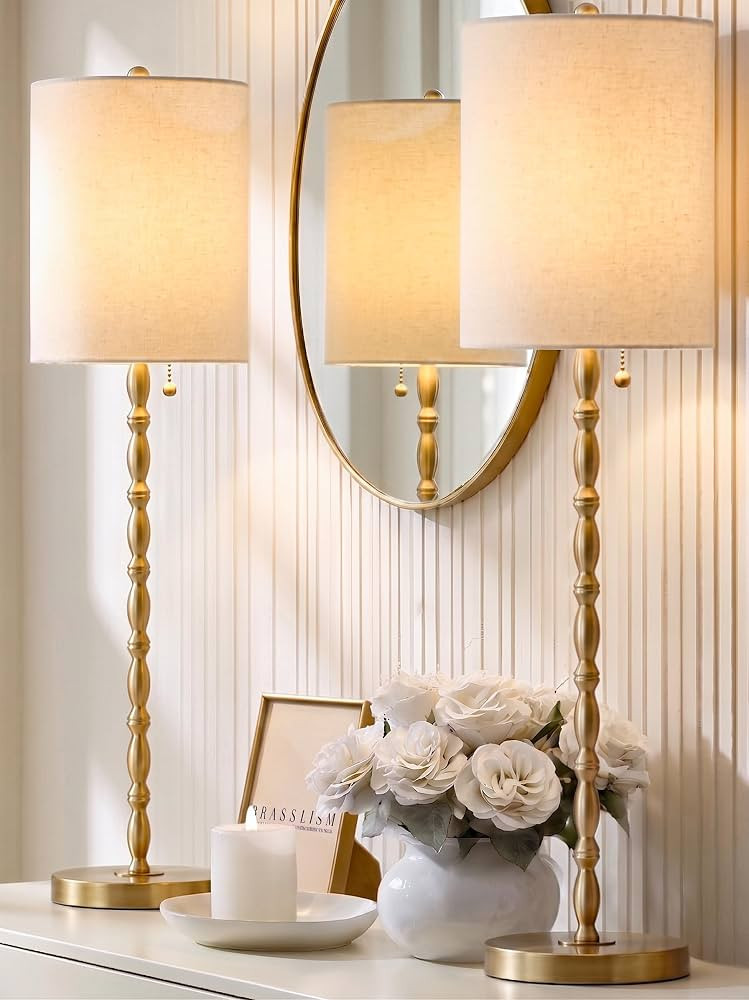 Buffet Lamps Set of 2, 28.5" Tall Brass Finish Lamps for Entryway, Hallway, Console Table, Dining... | Amazon (US)