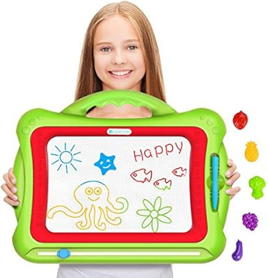 Geekper Magnetic Drawing Board for Kids, 13×16 inch - Doodle Board for Toddlers with 5 Stamps & ... | Amazon (US)