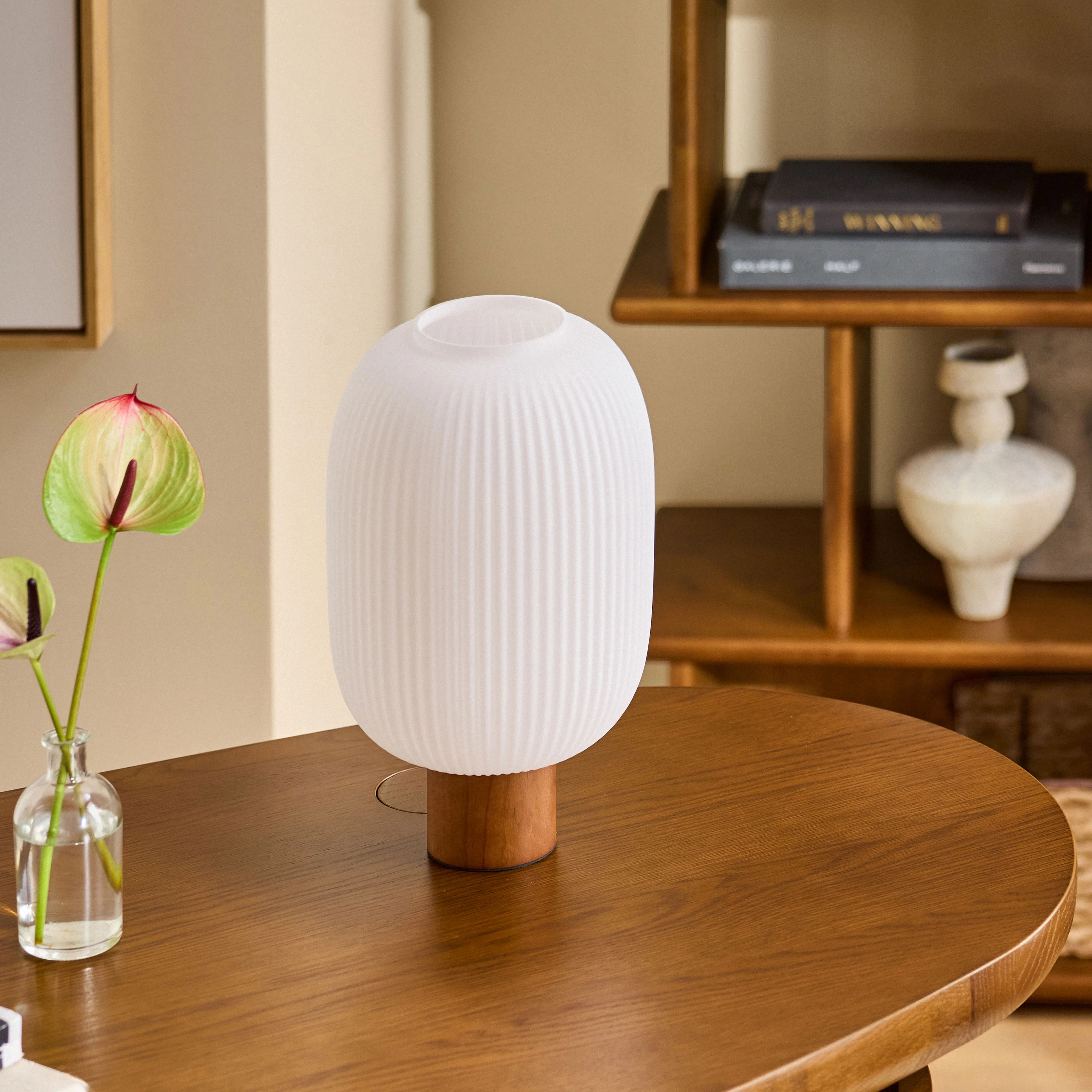 Kipp Glass Table Lamp - Walnut | Article