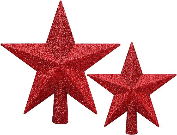 Aneco 2 Pack Glittered Christmas Tree Topper Star Treetop for Christmas Tree Decoration or Home D... | Amazon (US)