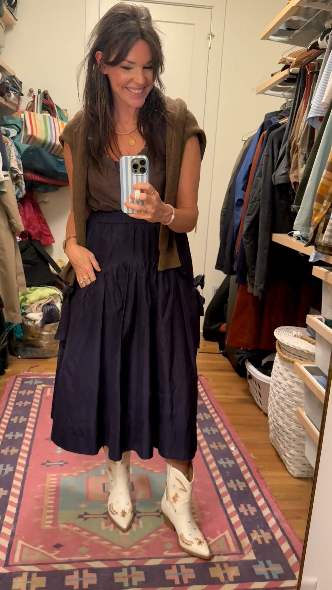 I love this skirt so much - I got it last spring, but it will transition so well into fall! I’m wearing a medium and it’s just right.💫

#LTKdayinmylife #LTKmomlife #LTKOver40