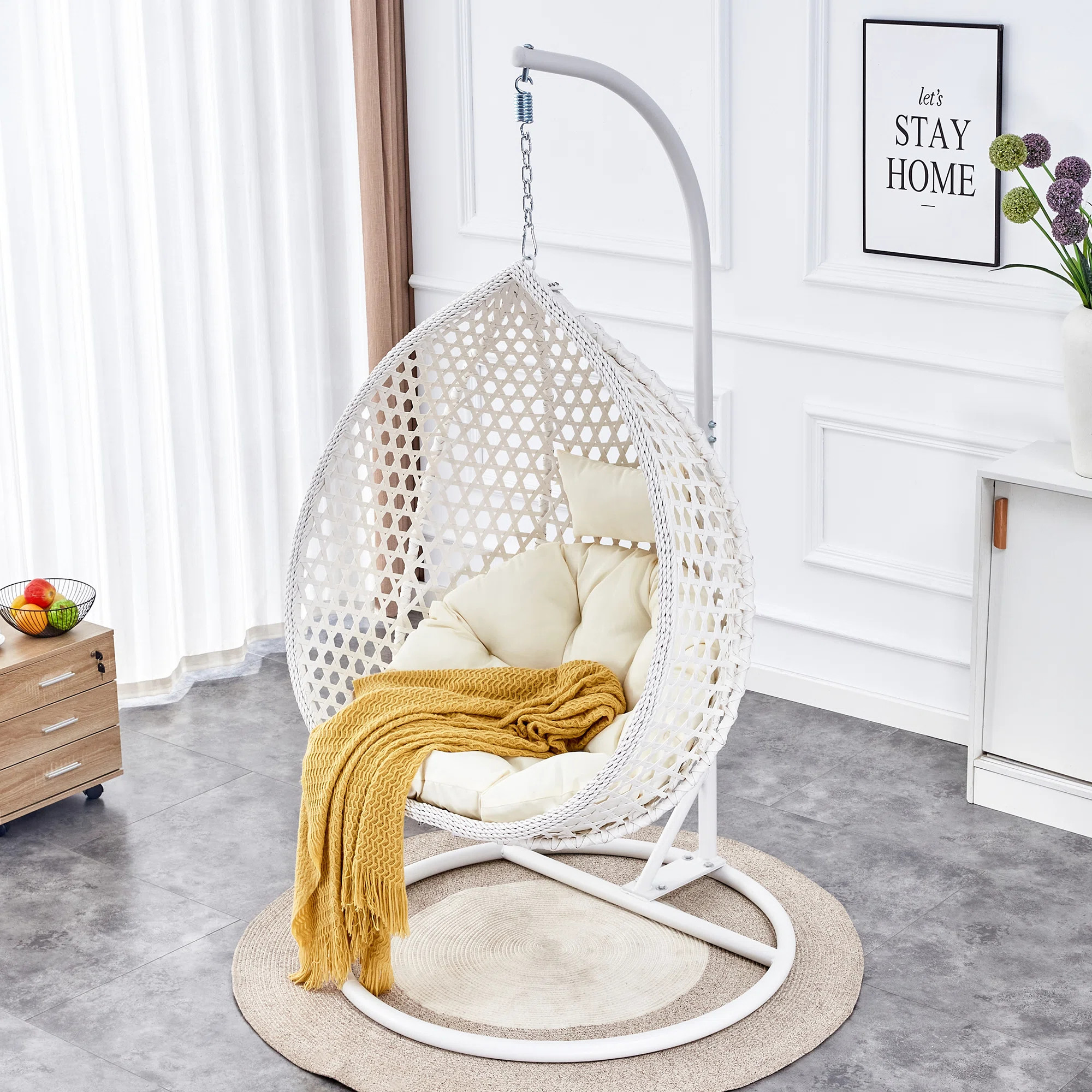 Chaviano Single Person Porch Egg Swing with Stand Suitable for Indoor & Outdoor | Wayfair North America