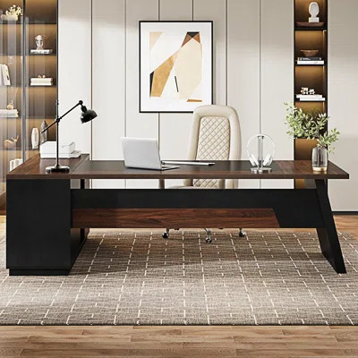 L-Shaped Executive Desk With File Cabinet & Drawers | Wayfair North America