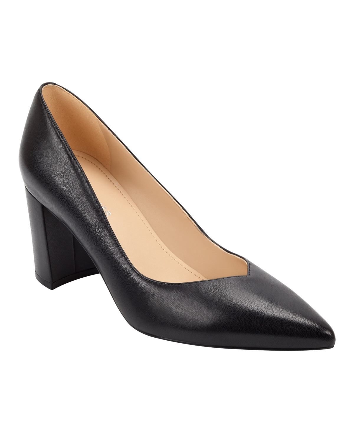 Marc Fisher Women's Caitlin Slip-On Block Heel Pumps - Black Leather | Macy's