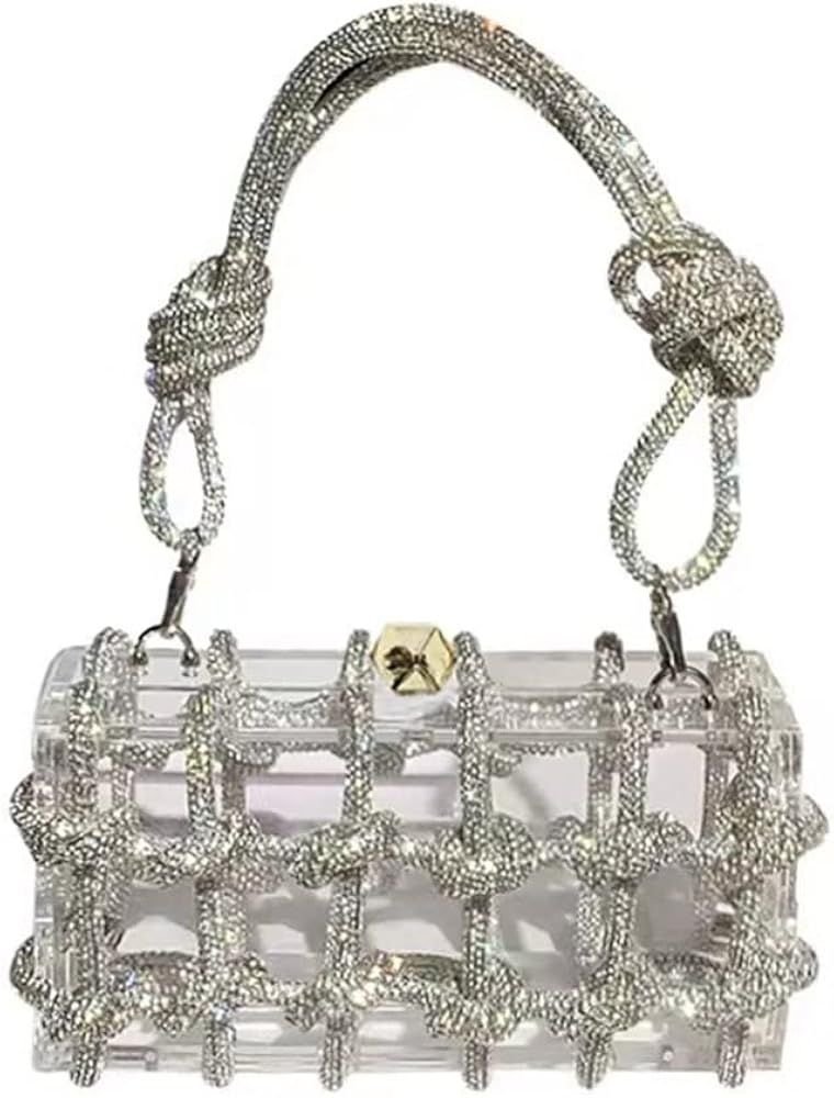 Clear Acrylic Bag Rhinestone Acrylic Clutch Crystal Evening Purses for Women Glitter Handbag for Wed | Amazon (US)