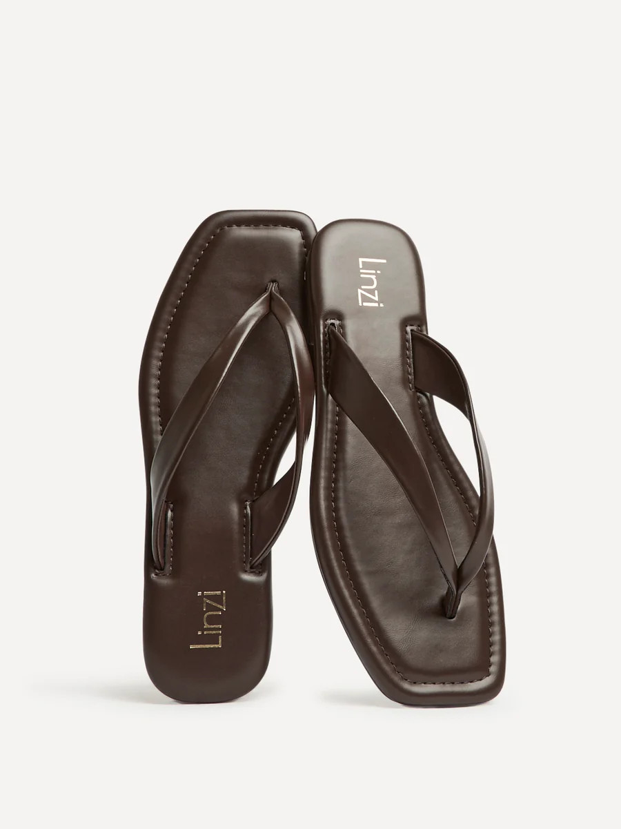 Element Brown Toe Post Flat Sandals | Linzi Shoes