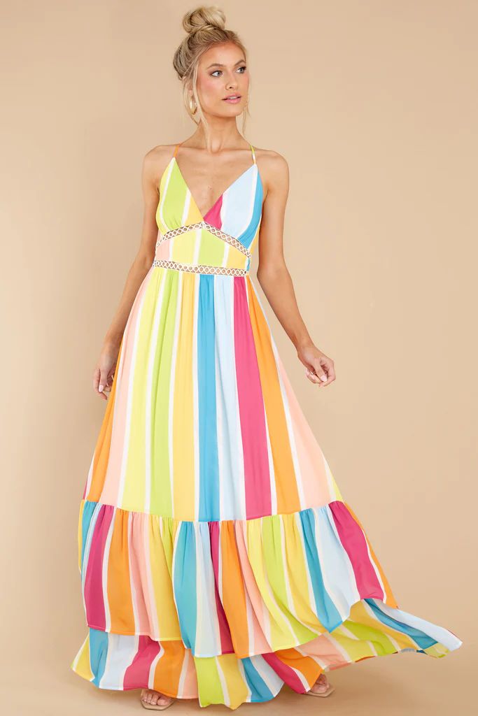 New Ambition Yellow Multi Rainbow Print Maxi Dress | Red Dress 