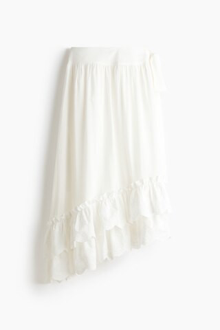 H & M - Embroidered Ruffle-Trimmed Skirt - White | H&M (US + CA)