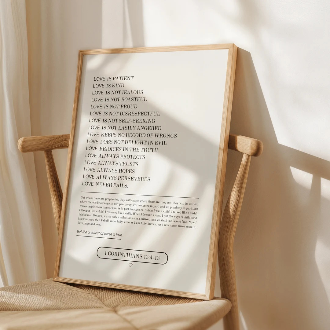 1 Corinthians 13:4-13 Scripture Digital Poster, Love is Patient, Love is Kind, Biblical Marriage ... | Etsy (US)