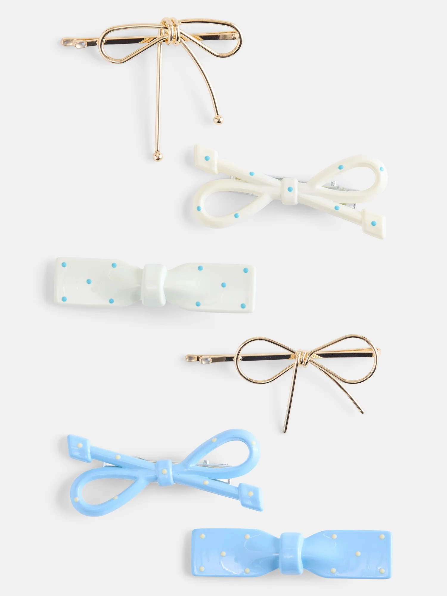 Wonder Nation Girls Clips and Pins Bows, 6-Piece, Multi | Walmart (US)