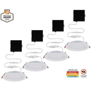 Commercial Electric Slim Baffle Integrated LED 6 in Round Adj Color Temp Canless Recessed Light f... | The Home Depot