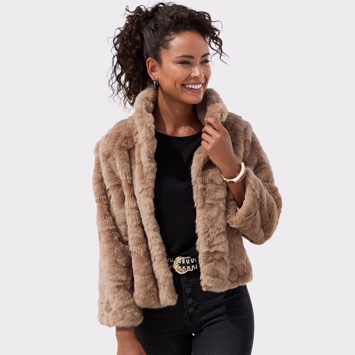 Women's Cropped Faux Fur Jacket - LASCANA | Target