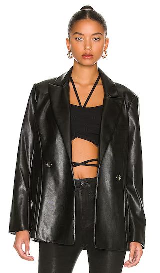 Raelynn Stretch Vegan Leather Blazer in Black | Revolve Clothing (Global)