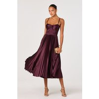 ASTR the Label | Ascella Sweetheart Pleated Midi Dress in Wine | Size XS | ASTR The Label (US)
