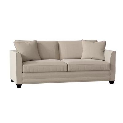 Sarah 77" Square Arm Sofa Wayfair Custom Upholstery™ Body Fabric: Tina Gulfstream, Throw Pillow Fabr | Wayfair North America