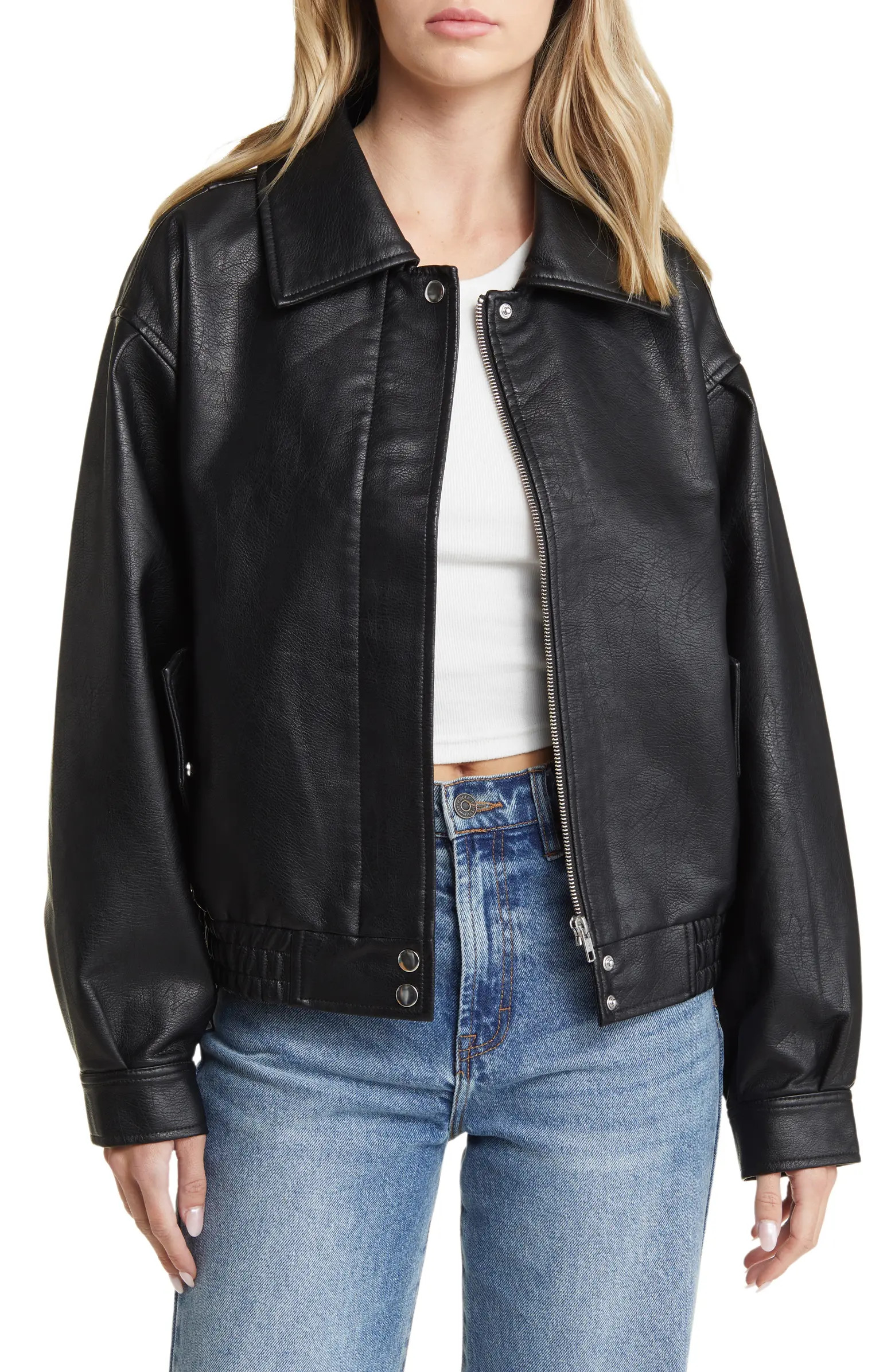 Oversize Faux Leather Jacket | Nordstrom