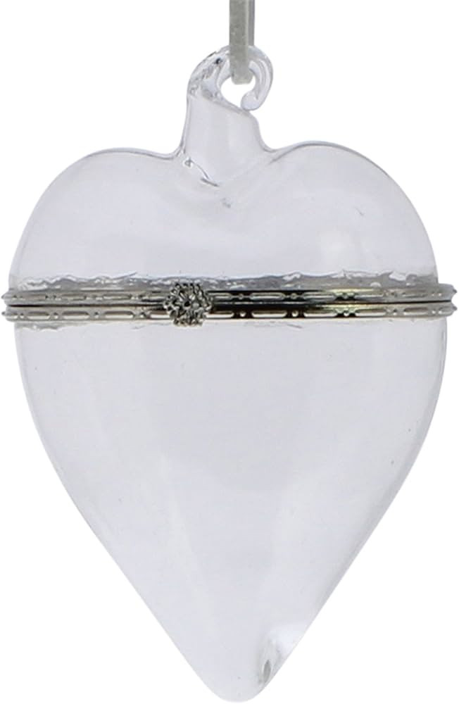 MY SWANKY HOME Set 3 Glass Keepsake Box Ornaments Heart Shape | Romantic Clear Locket Hanging | Amazon (US)