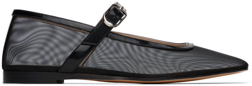 Le Monde Beryl Black Mesh Mary Jane Ballerina Flats | SSENSE
