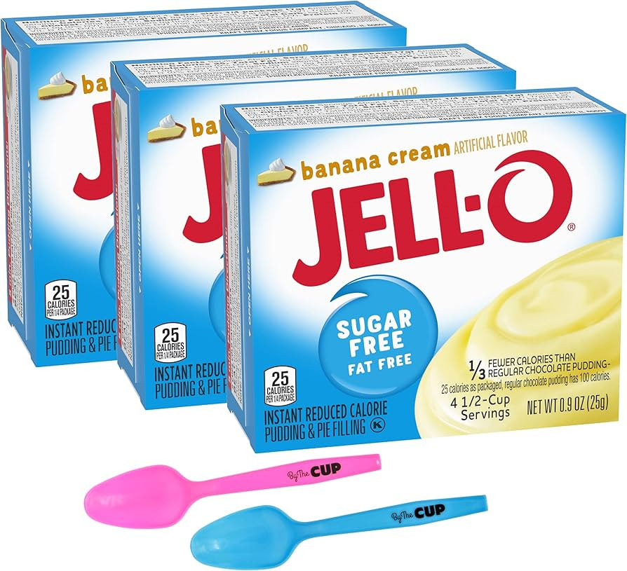 Jell-O Sugar Free Banana Cream Instant Pudding & Pie Filling Mix 0.9 oz Box (Pack of 3) with Mood... | Amazon (US)
