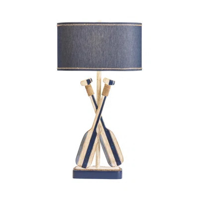 35.25" Resin Table Lamp With Blue Shade | Wayfair North America