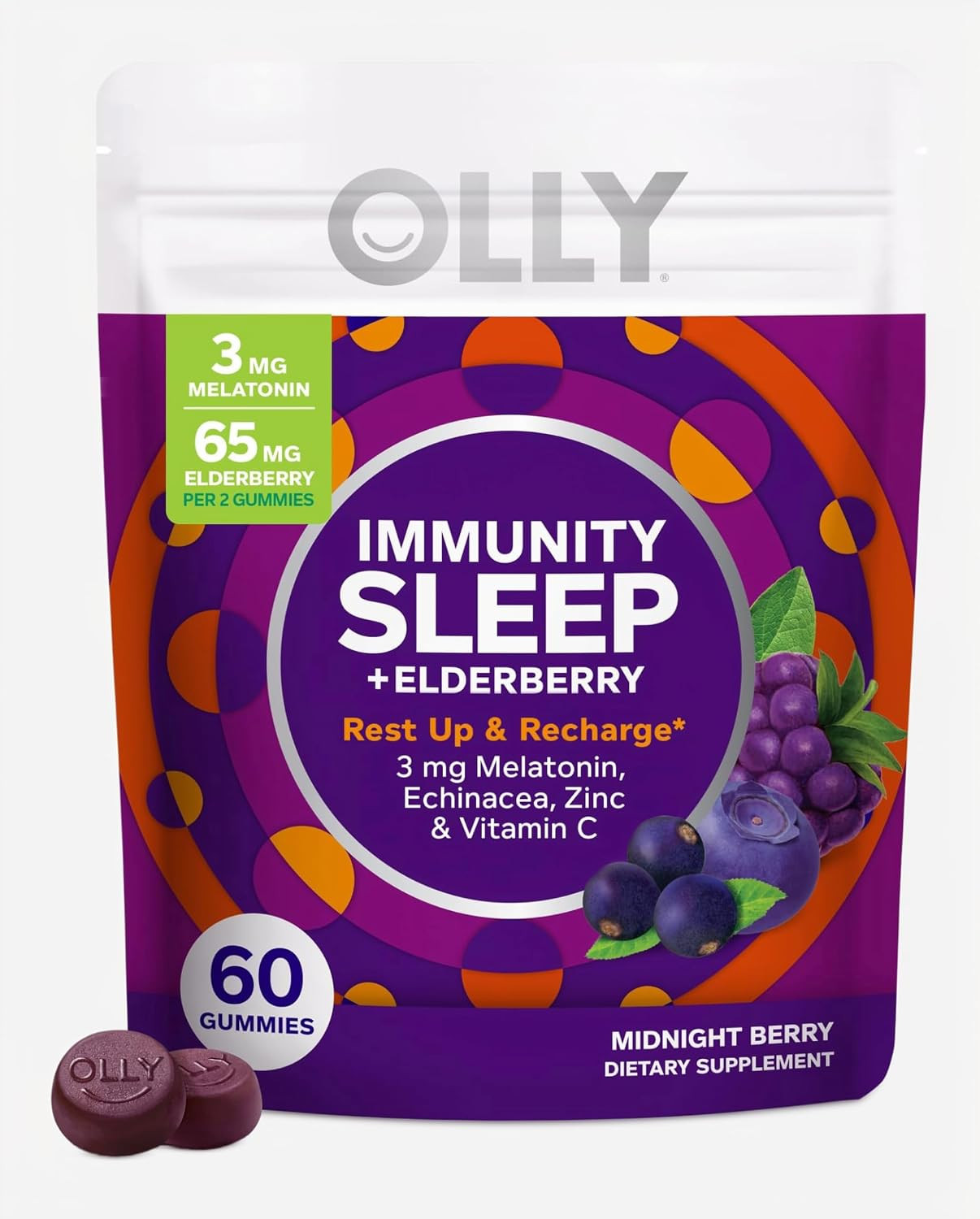 OLLY Immunity Sleep + Elderberry Gummies, Immune & Sleep Support*- 60 Count | Amazon (US)