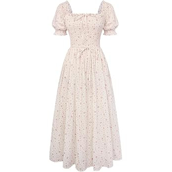 Scarlet Darkness Women 2026 Floral Dress Cottagecore Cotton Dresses Short Sleeve Square Neck Smoc... | Amazon (US)