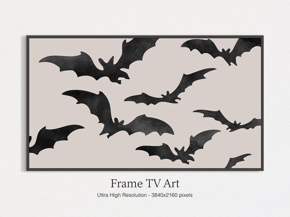 Frame TV Art Halloween, Black Bats, Watercolor Bats, Fall Art for TV, Frame tv Art, Digital Downl... | Etsy (US)